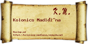 Kolonics Madléna névjegykártya